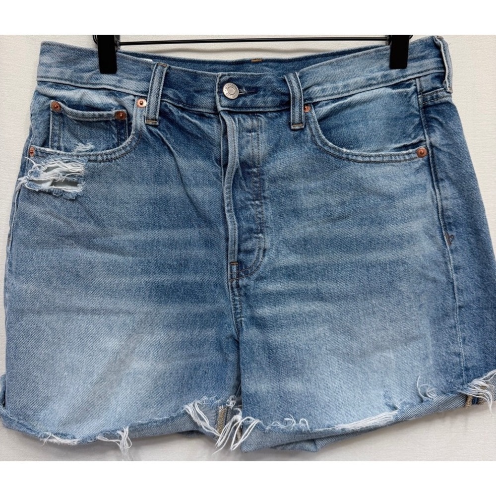 Gap Denim Shorts Womens 28 6 Light Wash Boyfriend Mid Rise Button Fly Cut Off